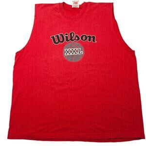 Vintage Wilson Men’s XL Red Sleeveless Tank T-Shirt Workout Spellout USA 90's